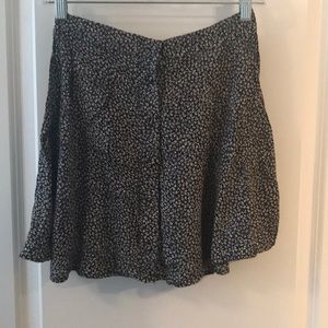 Patterned navy skater skirt with buttons